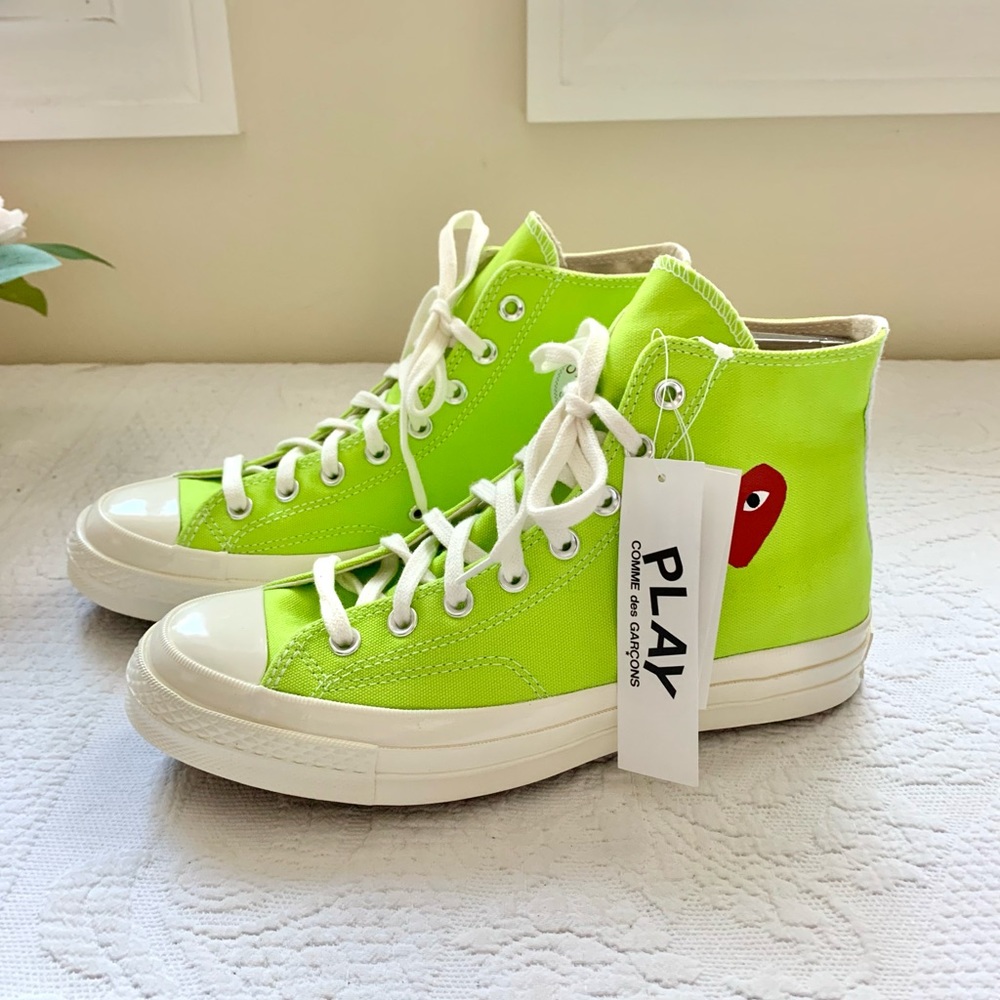 NWT Comme des Garcons PLAY x Converse Chuck Taylor Hi Top Lime Green M8 W10